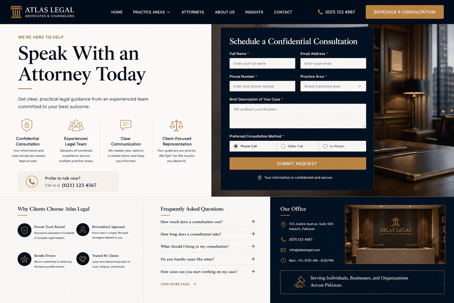 Atlas Legal consultation landing page