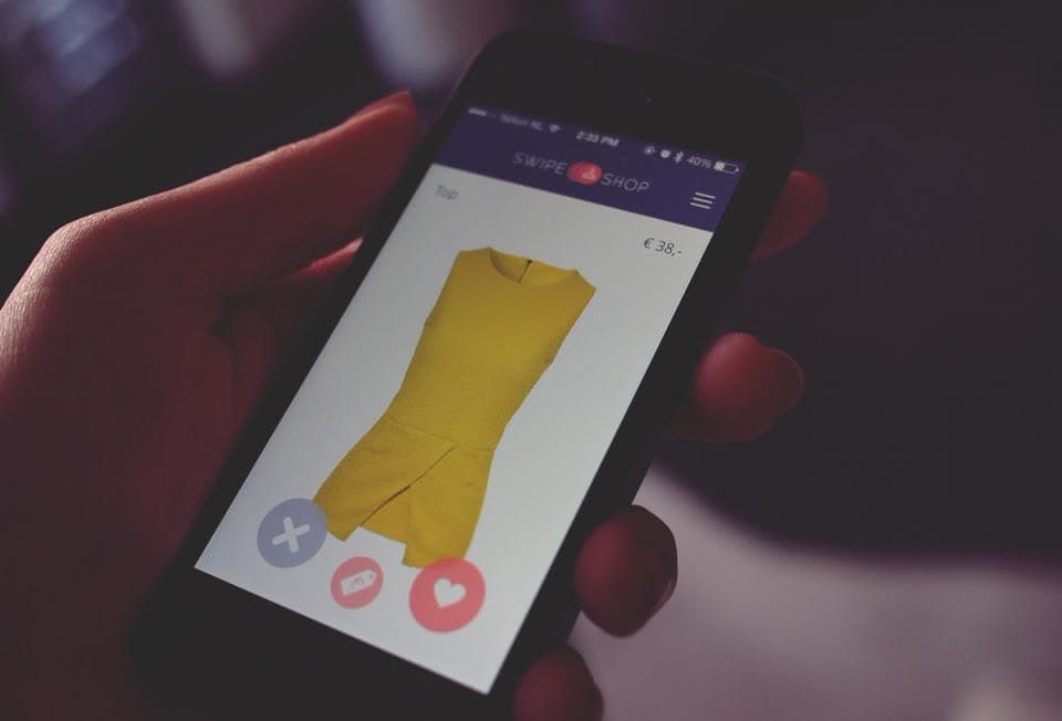 Browsing a shopping app on a smartphone