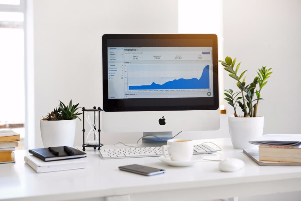 Desktop computer displaying an analytics dashboard